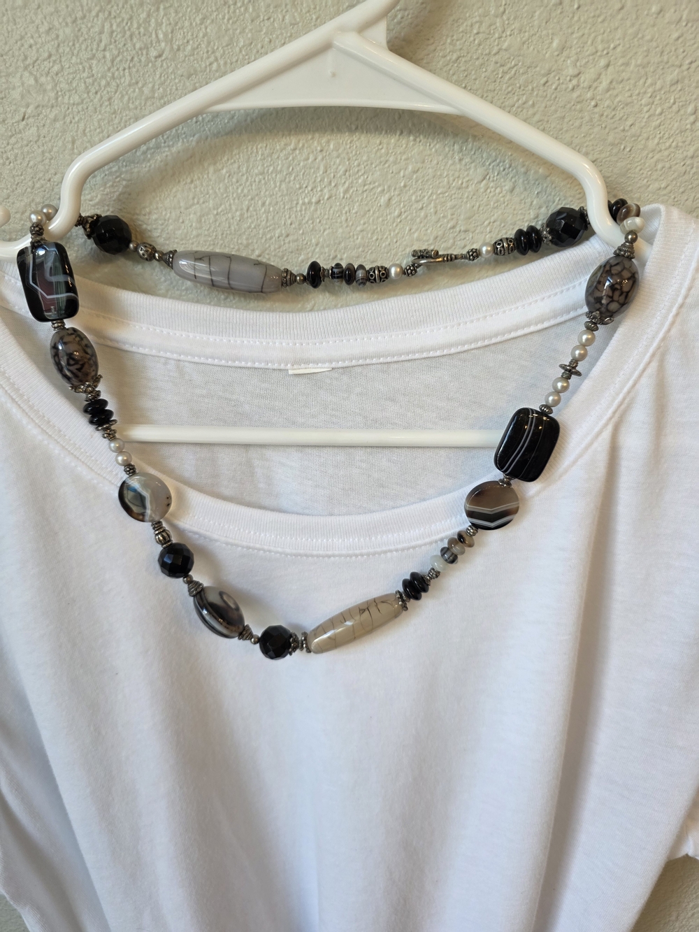 Elegant Black and Gray Beaded Women's Necklace - Unbranded #40